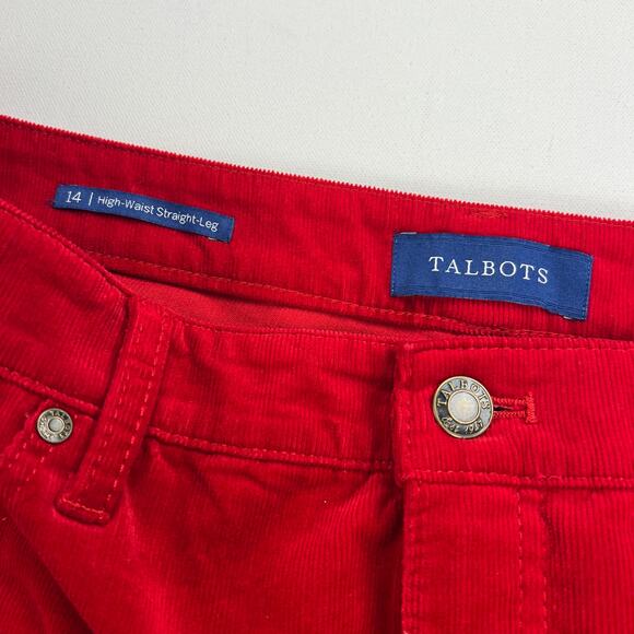 Talbots High Waist Straight Leg Corduroy Jeans Pants Cherry Red Size 14 - Picture 5 of 12